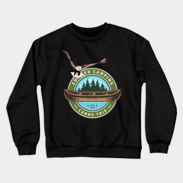 Canoe Trip Eagle Nature Crewneck Sweatshirt by letnothingstopyou